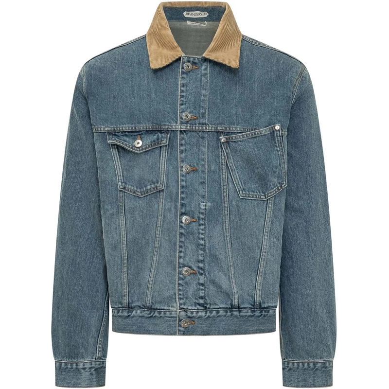 J.W.Anderson Jeansjacke Giacca in Denim con Colletto in Velluto a Coste blau