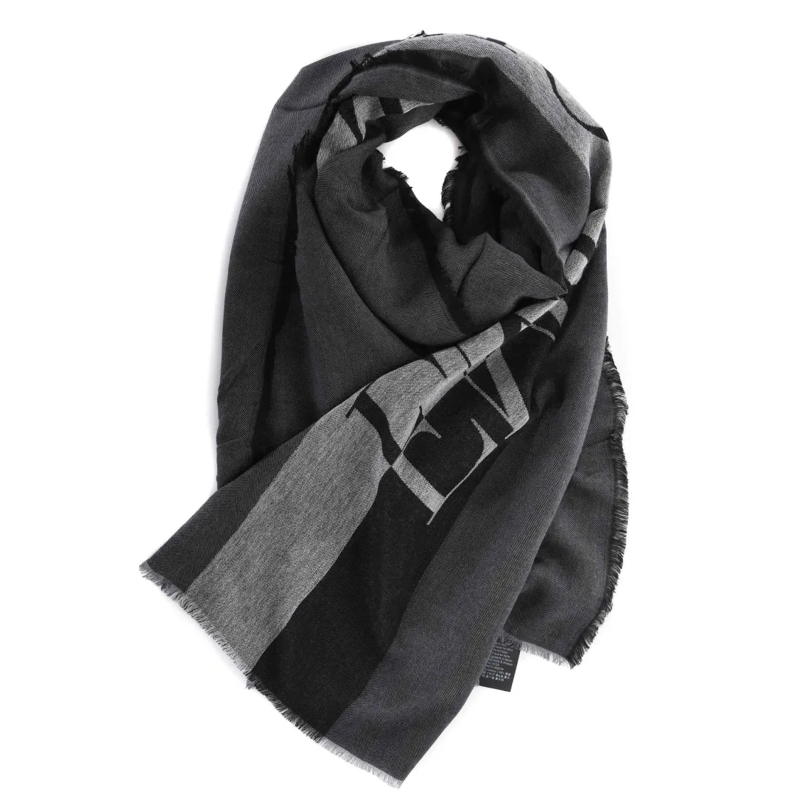 Emporio Armani Leichter Schal Gradient Grey Scarf Black