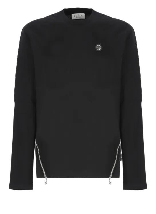 Philipp Plein - Quilted Sweatshirt With Logo - Größe M - schwarz