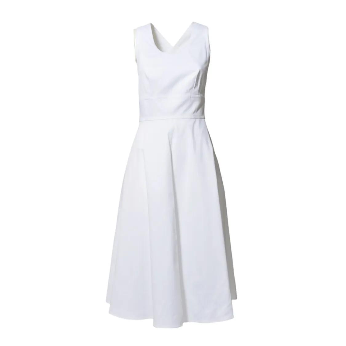 Thumbnail - Aspesi - White Cotton Pique Midi Dress - Größe 42 - weiß