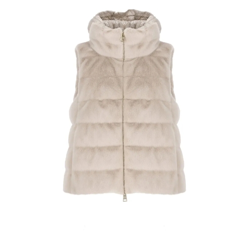 Herno Jas in omgekeerd lam Vest With Faux Fur Pink