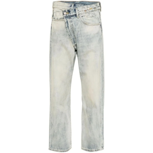 R13 Blue Crossover Mid-Rise Tapered Denim Pants Neutrals Jeans