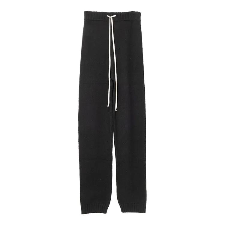 Thumbnail - Rick Owens - High-Waisted Black Cashmere Pants With Drawstring - Größe L - schwarz
