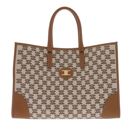 Celine Horizontal Embroidered Triomphe Cabas Bag Brown Tote