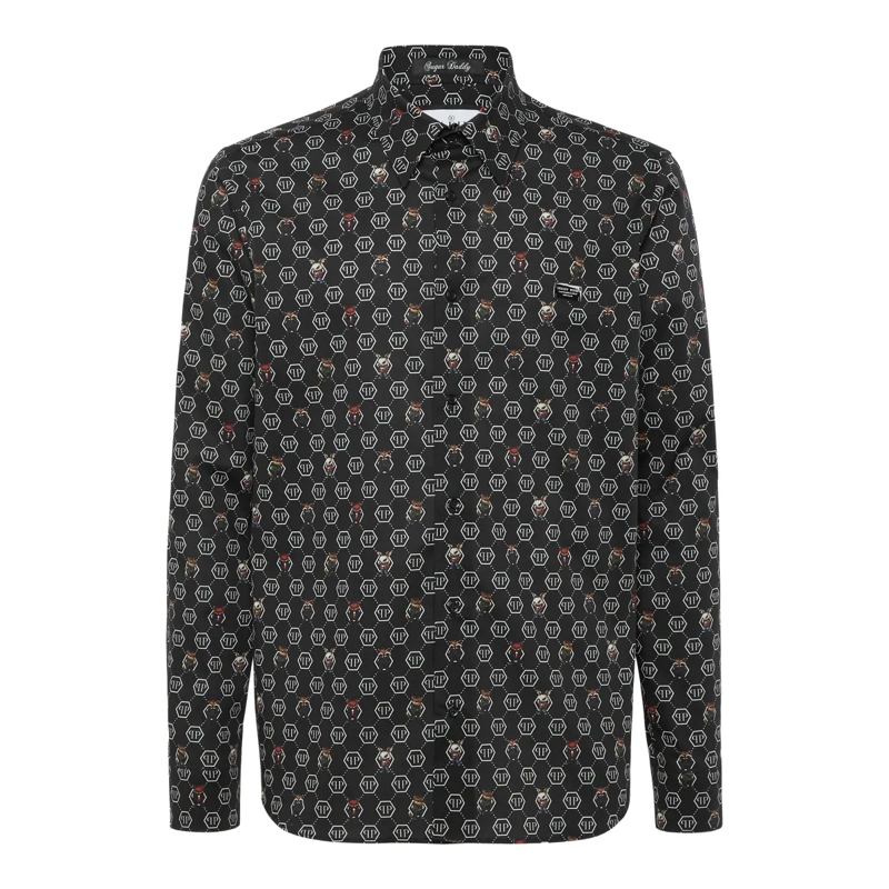 Philipp Plein Hemd Hemd Sugar Daddy Cut Ls Monogram schwarz