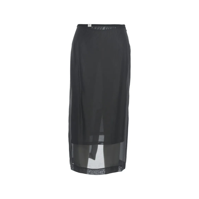 8Pm Jupe midi Flowing Midi Skirt With Semi-Transparent Overlay A Black