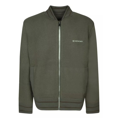 Givenchy Front Zip-Up Jacket With Raised Collar Green 