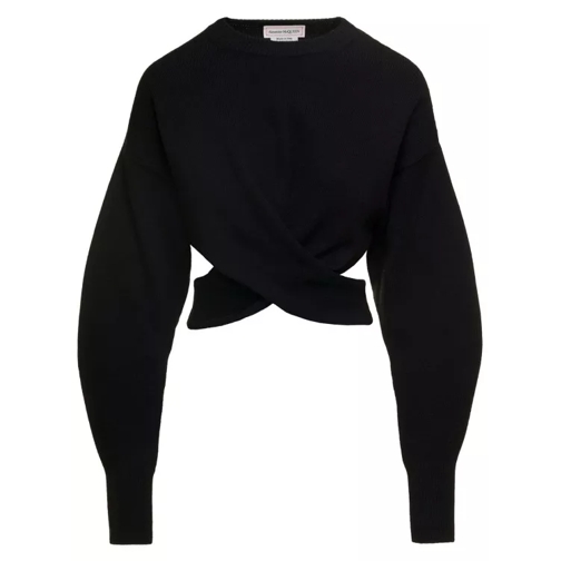 Alexander McQueen Black Cropped Sweater With Twisted Detail And Ball Black 