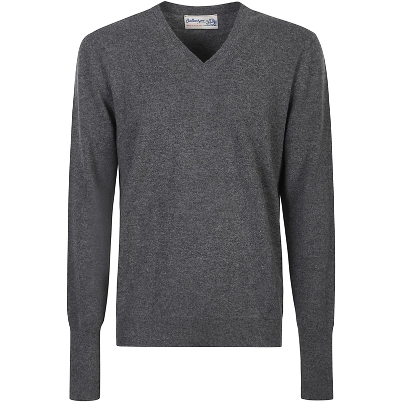 Ballantyne  Plain V-neck Sweater Grey grau