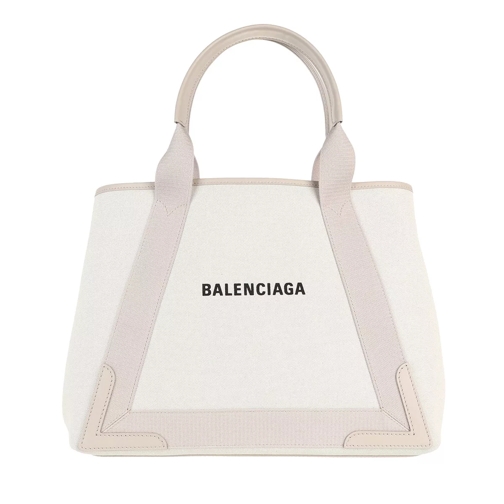 Balenciaga Medium Navy Cabas Tote Bag Natural/Cold Beige Rymlig shoppingväska