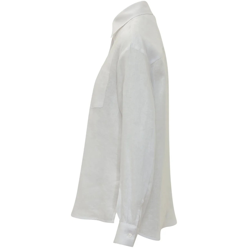 SUNDEK Bluse Camicia con Colletto e Tasca Applicata weiß(Image 3)
