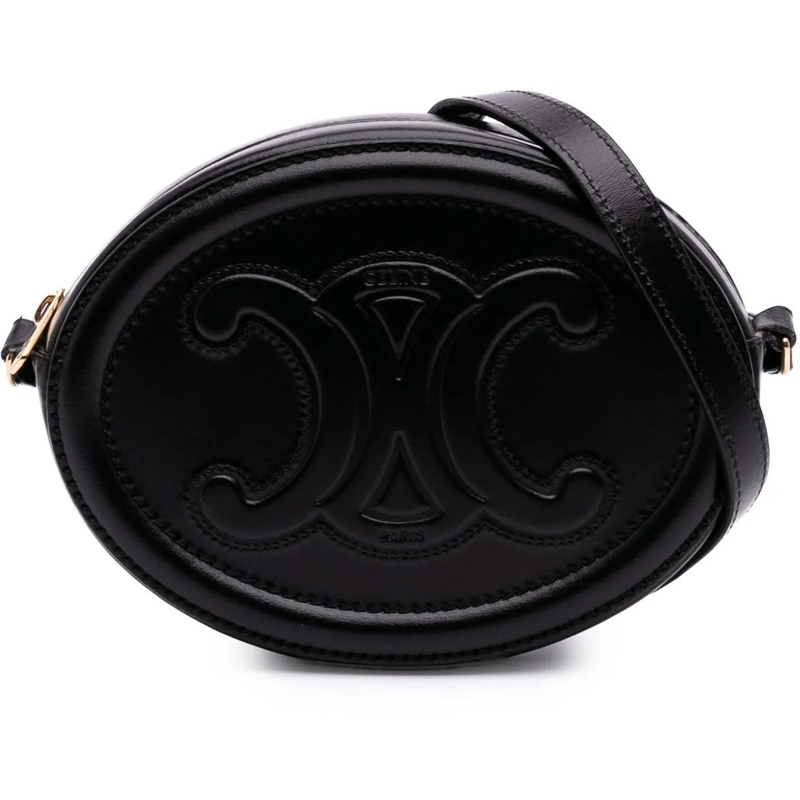 Celine Schultertasche Small Calfskin Cuir Triomphe Oval Crossbody schwarz