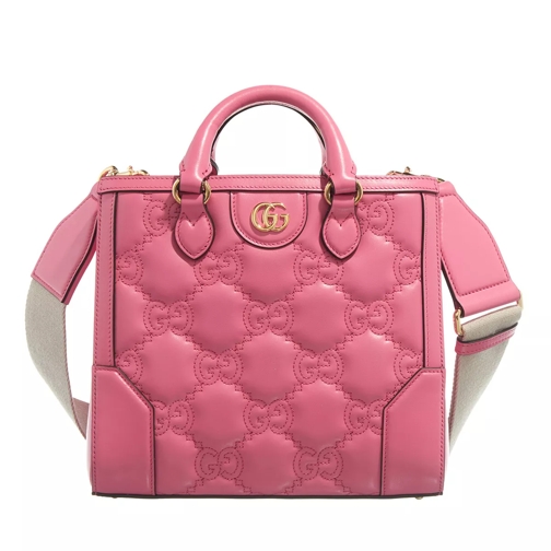 Gucci GG Mini Top Handle Bag Matelassé Rhodami Pink/Natural Rymlig shoppingväska