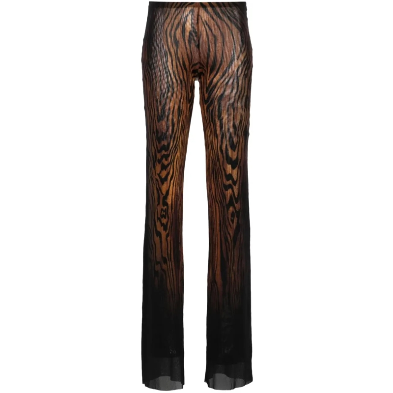 Jean Paul Gaultier  Mesh Trouser Printed "wood" Black/brown schwarz