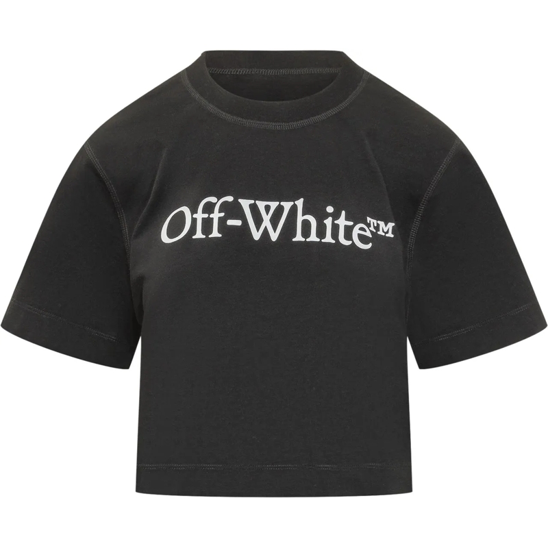 Off-White T-shirt T-shirt Cropped Big Logo Bookish schwarz