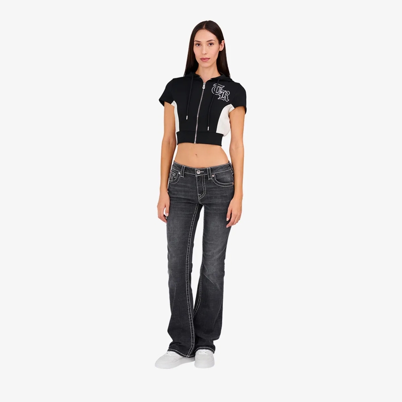 True Religion Jacke Crop Zip-Hoodie schwarz(Image 2)