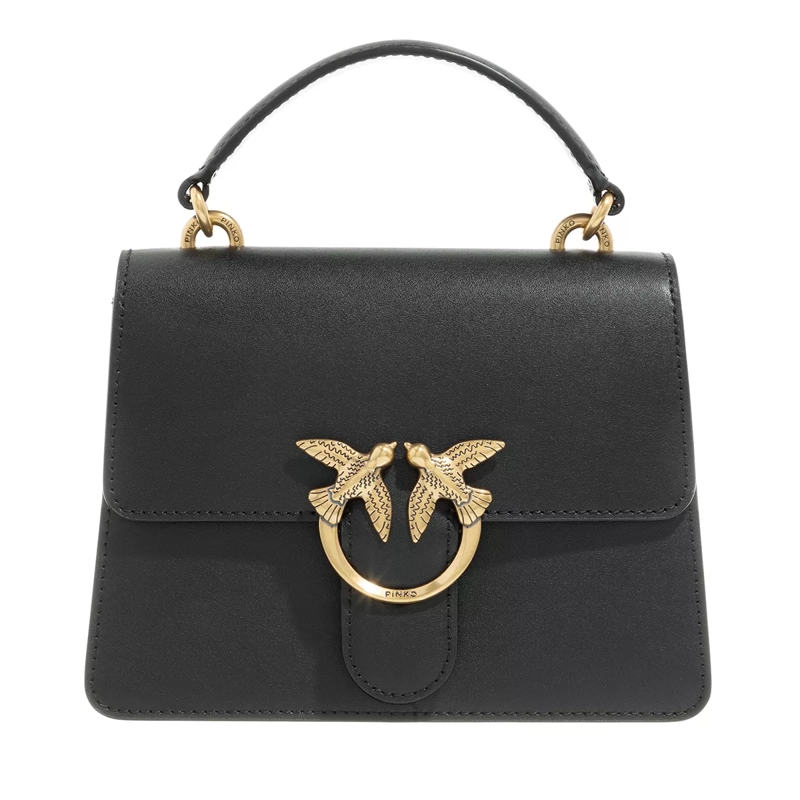 Pinko Satchel Love One Top Handle Mini Light Nero-Antique Gold