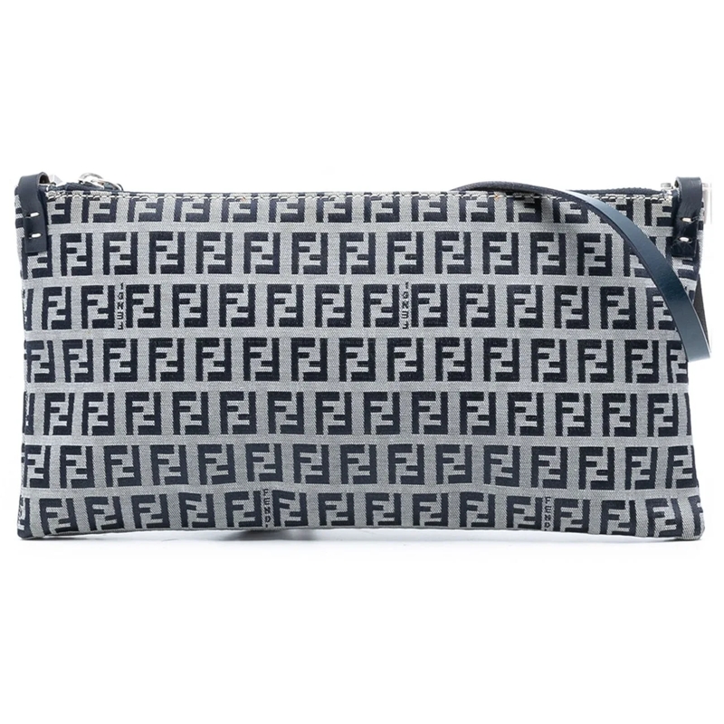 Fendi Schultertasche Zucchino Canvas Crossbody grau