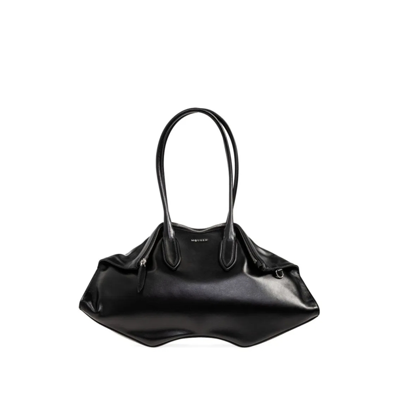 Alexander McQueen Crossbodytas Elongated Calfskin Handbag With Dual Handles Black