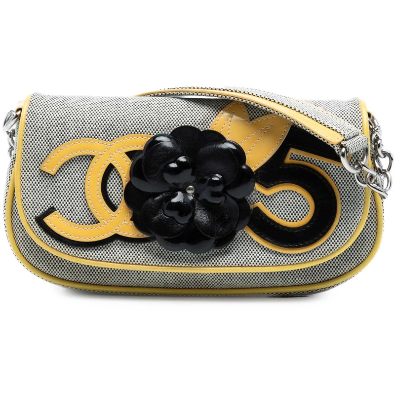 Chanel Sac à bandoulière Canvas CC Camellia No. 5 Shoulder Bag grau