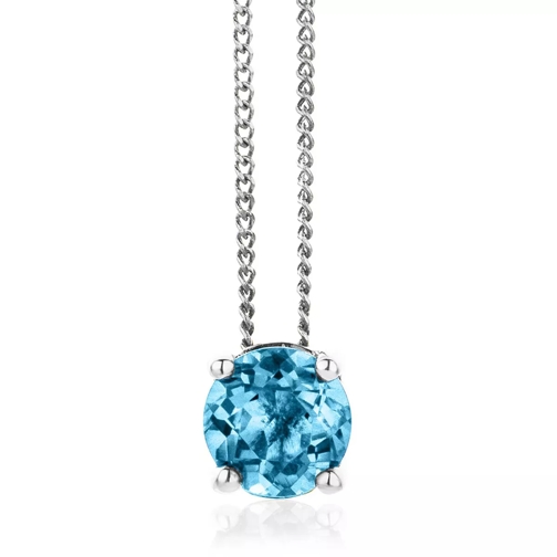 DIAMADA 14KT Blue Topaz Necklace White Gold Mittellange Halskette