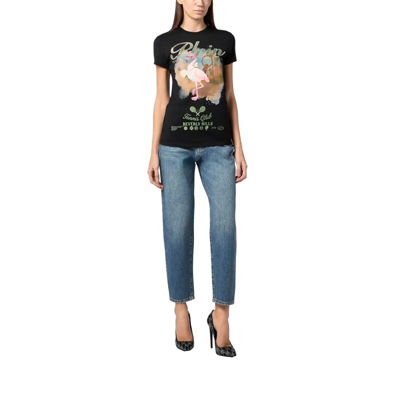 Philipp Plein T-Shirt Sexy Pure Fit T-Shirt Tennis Club Strass schwarz(Image 2)