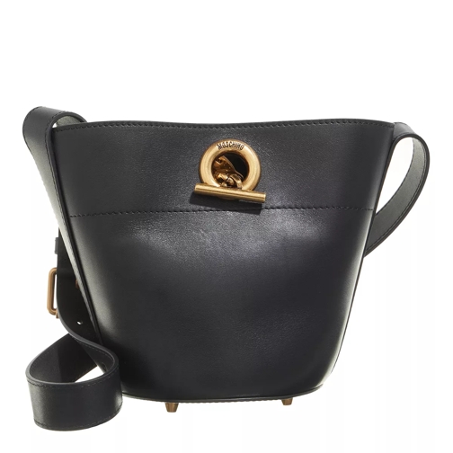 Moschino Metal Toggle Shoulder Bag Fantasy Print Black Bucket Bag