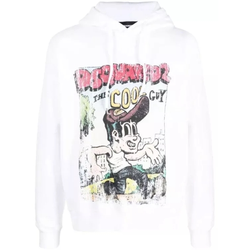 Dsquared2 Graffiti-Print White Cotton Hoodie White 