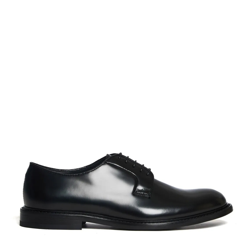 Doucal's Chaussures à lacets Seamless Black Leather Derby Shoes Black