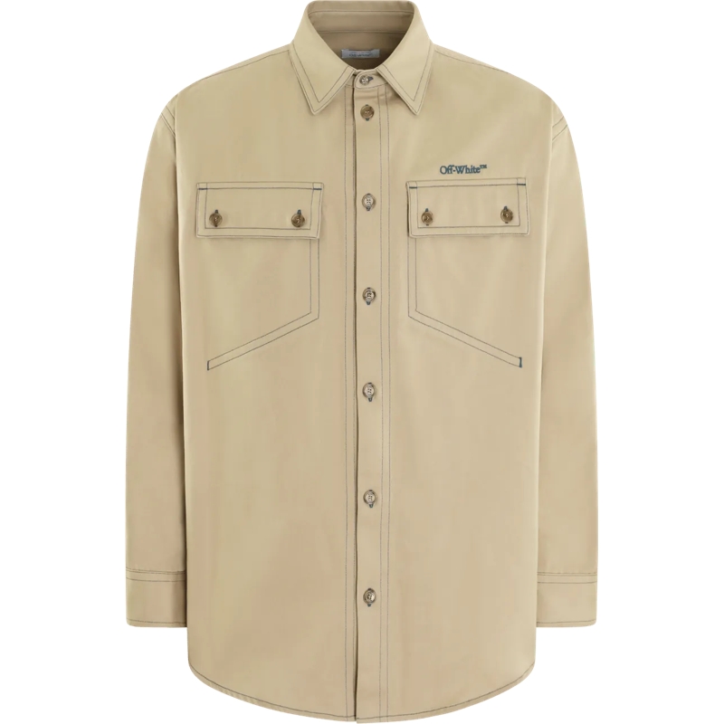 Off-White Legeres Oberteil Heren Stitch Cotgab Overshirt Beige beige