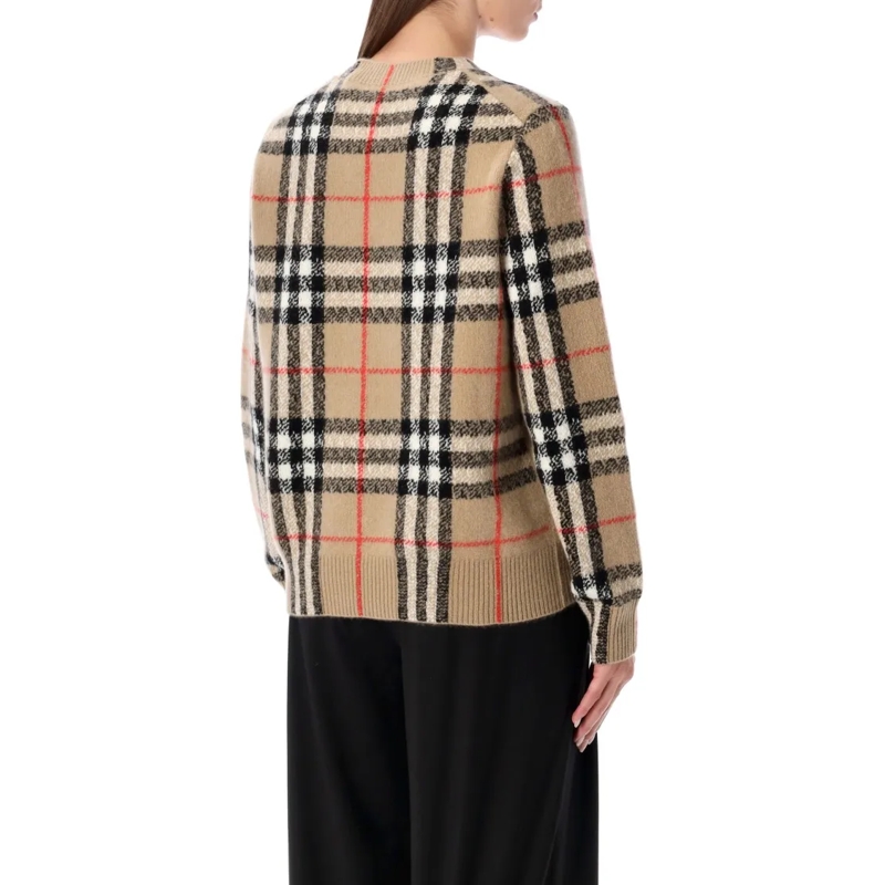 Burberry Trui London Check Wool-Cashmere Sweater Neutrals