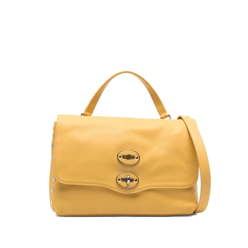 Zanellato Crossbody Bag Structured Yellow Calf Leather Postina Handbag Wit Orange