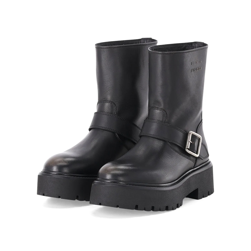 Copenhagen Schnürschuhe Plateaustiefelette CPH900 aus Leder schwarz