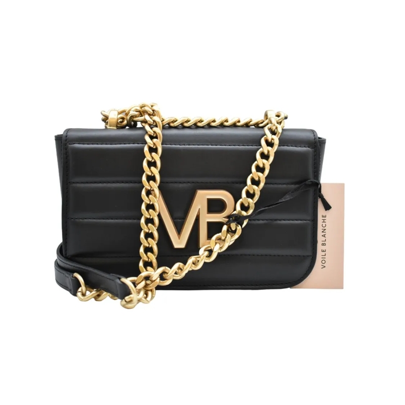 Voile Blanche Sac à bandoulière Quilted Black Handbag With Gold-Tone Chain Strap Black