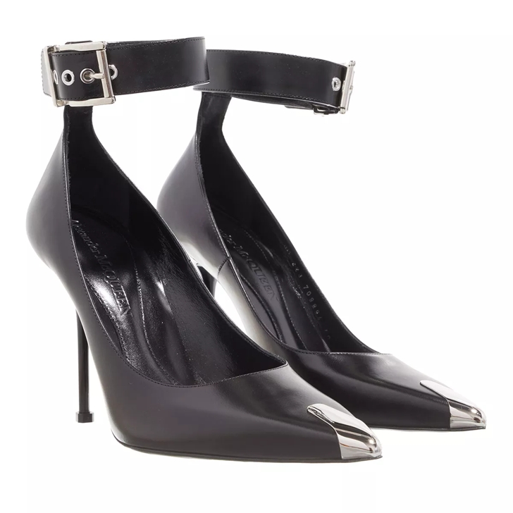 Alexander McQueen Punk Ankle Strap Pump Black Silver Pump