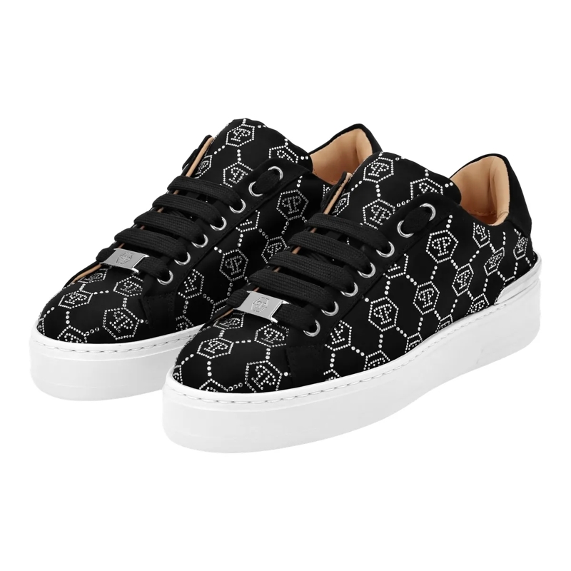 Philipp Plein Low-Top-Sneaker Sneaker Monogram Mit Schmucksteinen schwarz