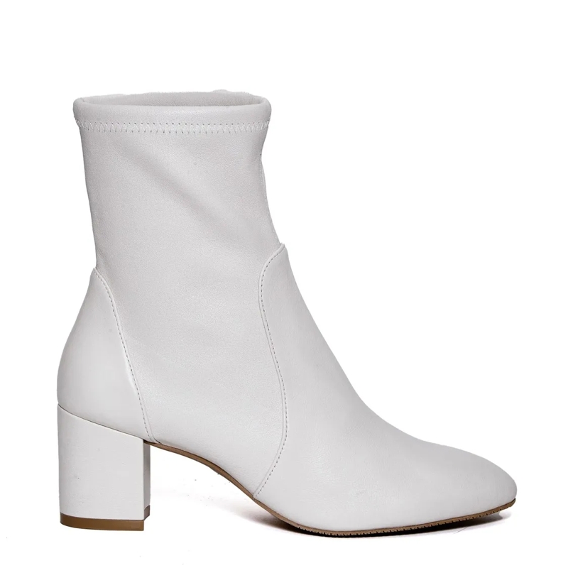 Stuart Weitzman Bottes White Suede Ankle Boot 60Mm Heel White