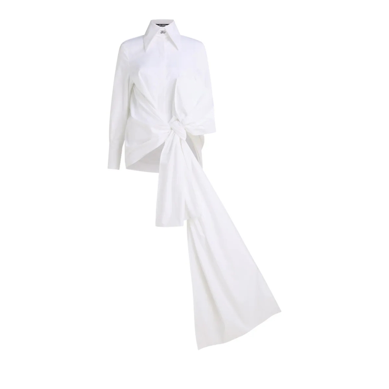 Karl Lagerfeld Bluse Karl Studio Hemd mit Schleifendetail weiss