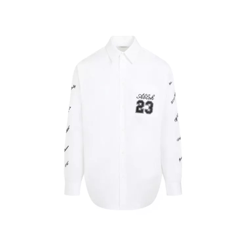 Off-White  23 Logo Heavycot White Black Cotton Overshirt White