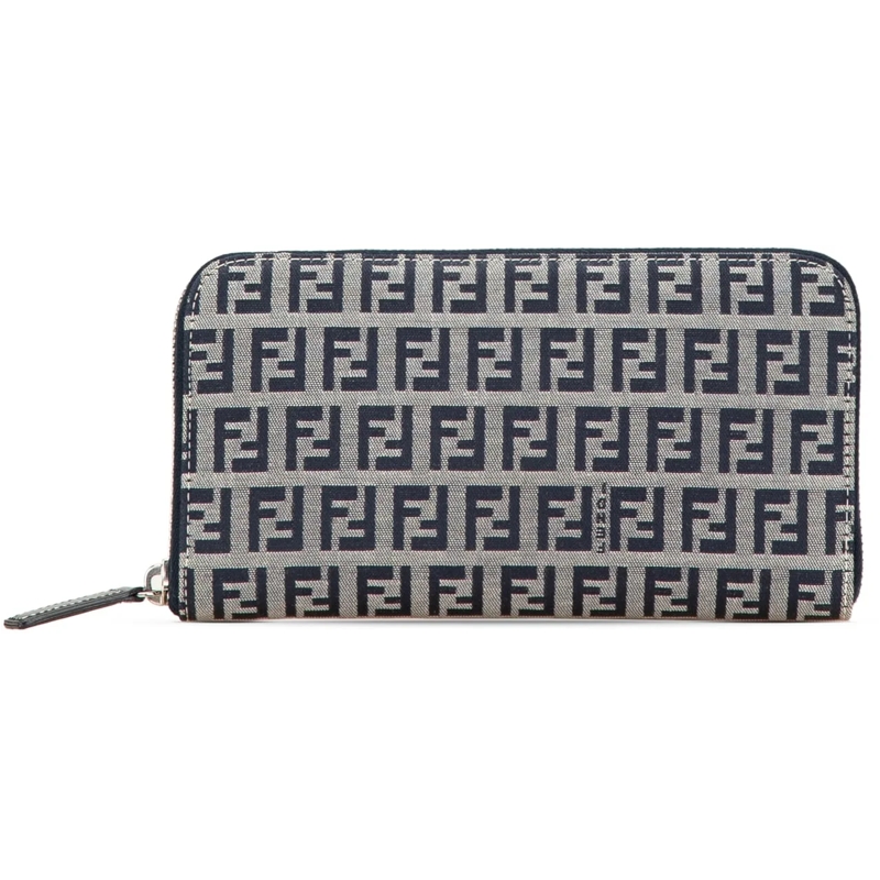 Fendi Kartenhalter Zucchino Canvas Zip Around Long Wallet grau