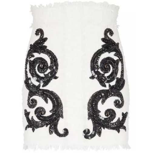 Balmain Black/White Baroque Tweed Mini Skirt White 