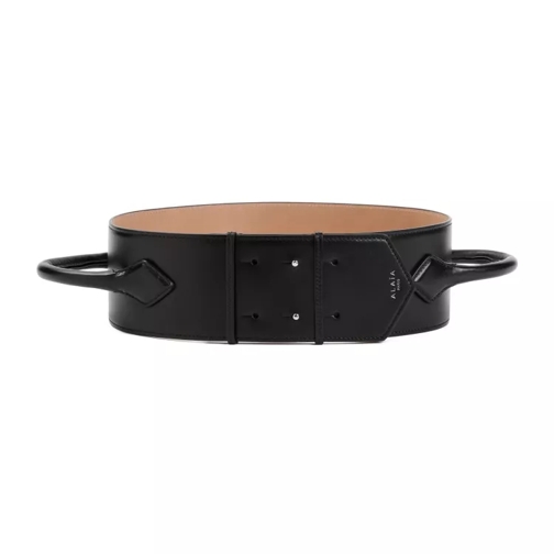 Alaia Black Calf Leather Teckel Handle Belt Black Ledergürtel