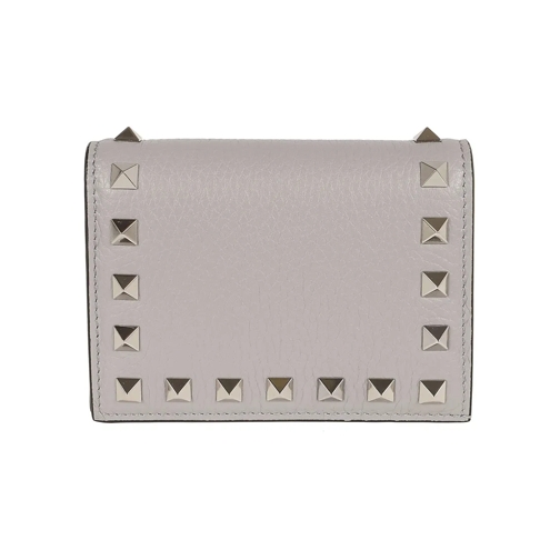 Valentino Geldbörse Rockstud Wallet In Grained Calfskin Grey