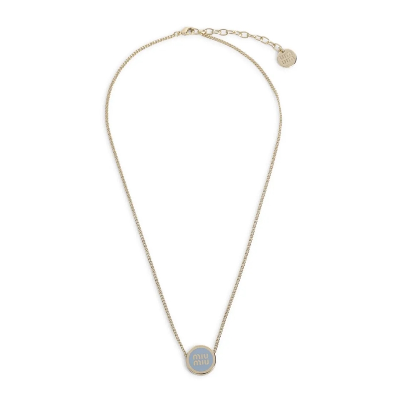 Miu Miu Collier moyen Golden-Finish Brass Necklace With Celeste Enamel C Not Applicable