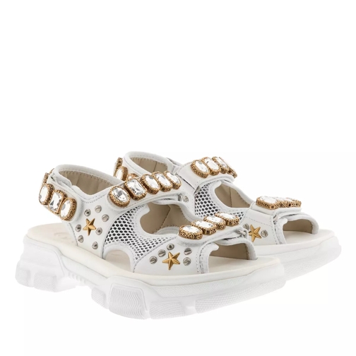Gucci Crystal Sandals Mesh White/Gold Sandaler