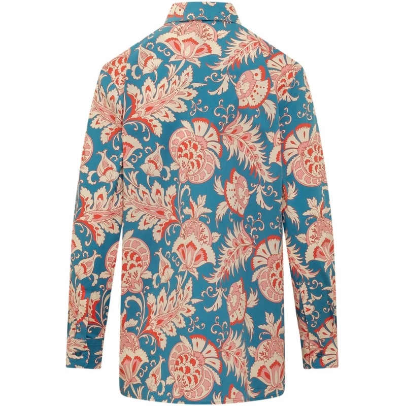Etro Bluse Camicia con Colletto e Stampa Floreale blau(Image 2)