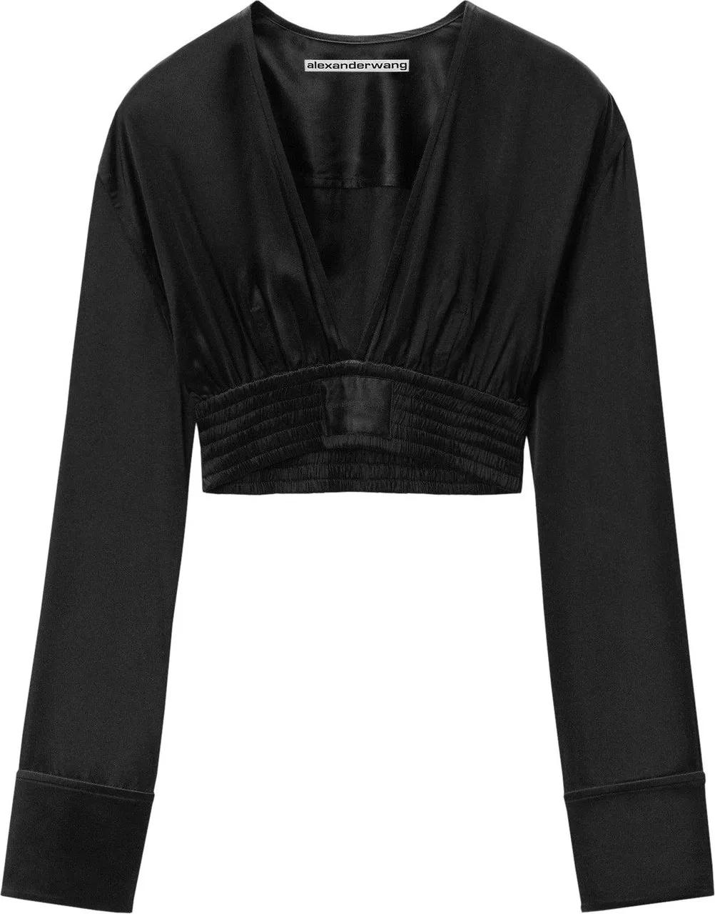 Thumbnail - Alexander Wang - Cropped Satin Top - Größe M - schwarz