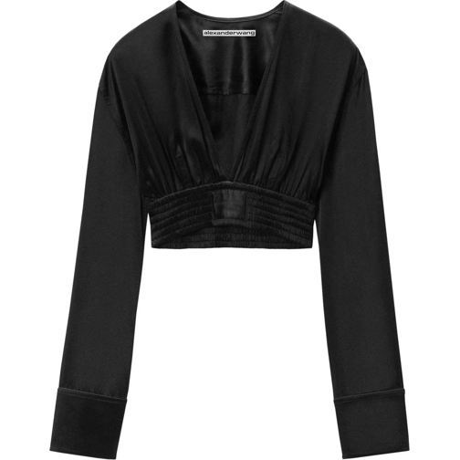 Alexander Wang T-shirts Cropped Satin Top schwarz