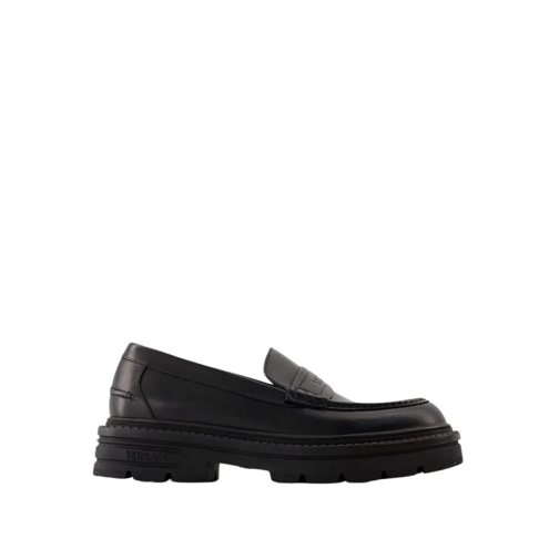 Versace Adriano Loafers - Leather - Black Black Mocassino