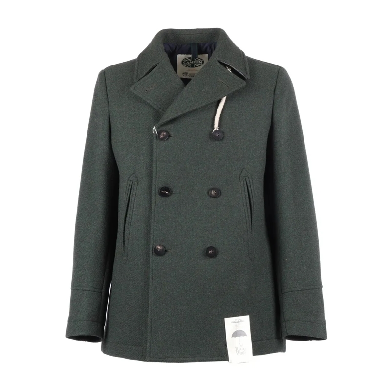 Camplin Manteau de transition Island - S Double-Breasted Wool Coat Green